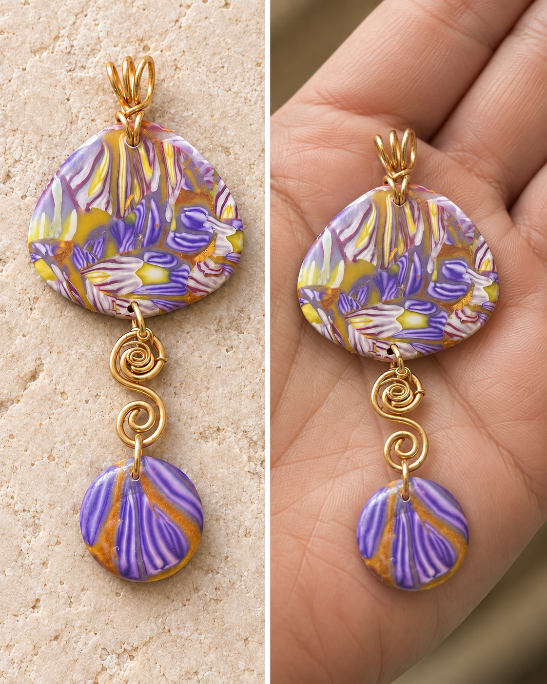 Iris Teardrop Spiral Pendant